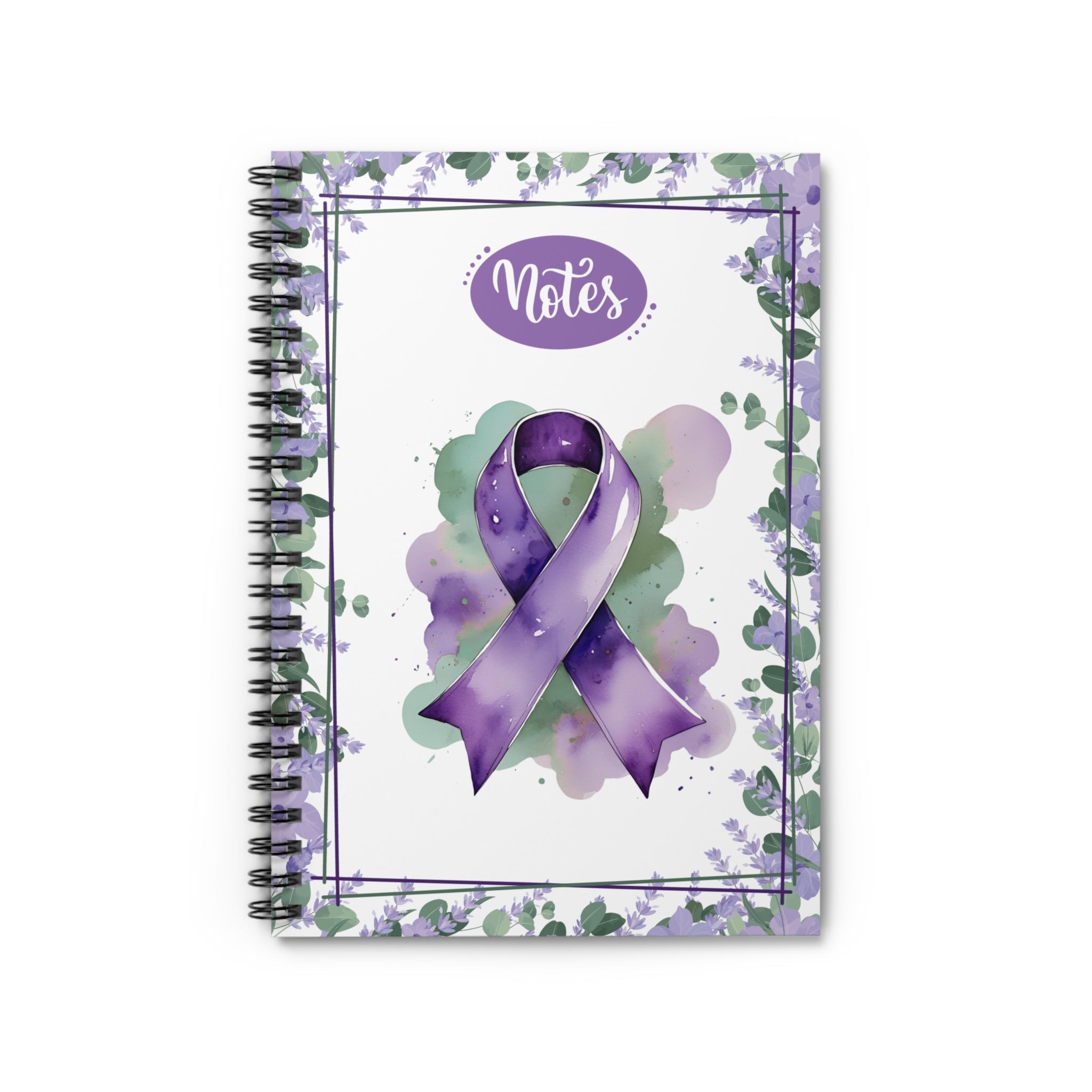 Watercolor Purple Ribbon Spiral-Bound Notebook for Creative Note-Taking