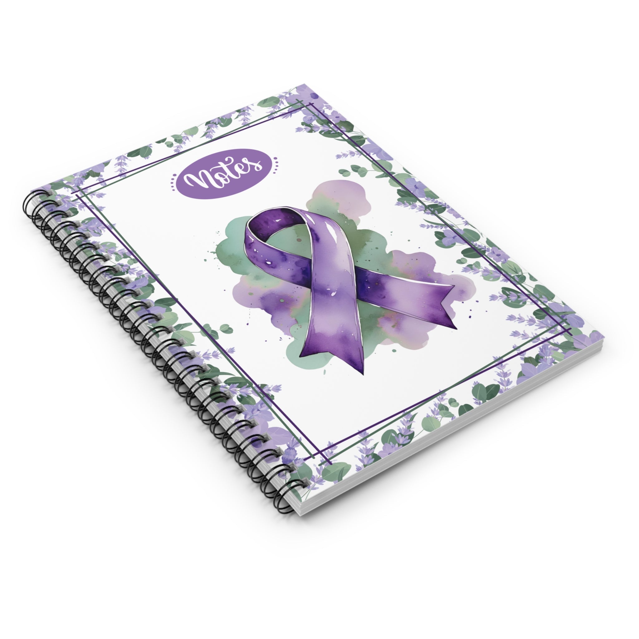 Watercolor Purple Ribbon Spiral-Bound Notebook for Creative Note-Taking