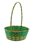 Large Bamboo Easter Basket with Wrapped Handle - Green