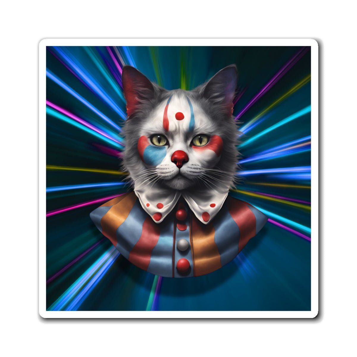 Whimsical Cat Clown Magnet - Colorful Home Decor for Cat Lovers