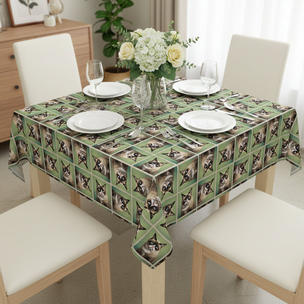 Whimsical Cat Tablecloth - Perfect for Pet Lovers | Unique Dining Decor