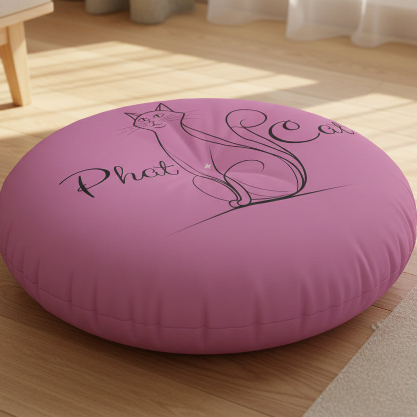 Whimsical Phat Cat Tufted Floor Pillow