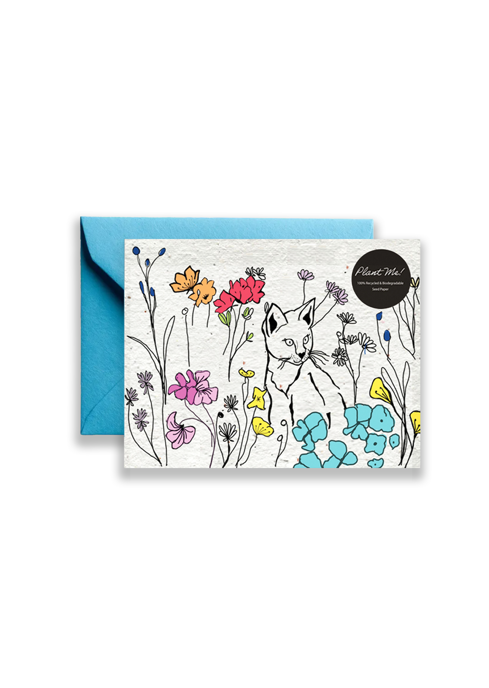 Whisker Blooms: Floral Feline Wildflower Seed Paper Card
