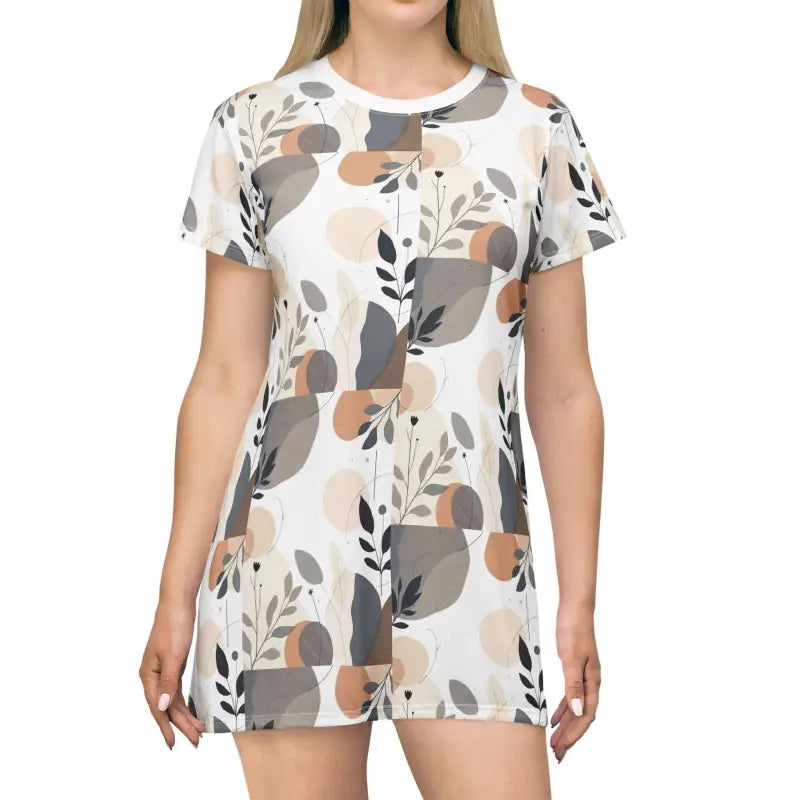 Ocean State Styles T Shirt Dress Abstract Floral Relaxed Fit