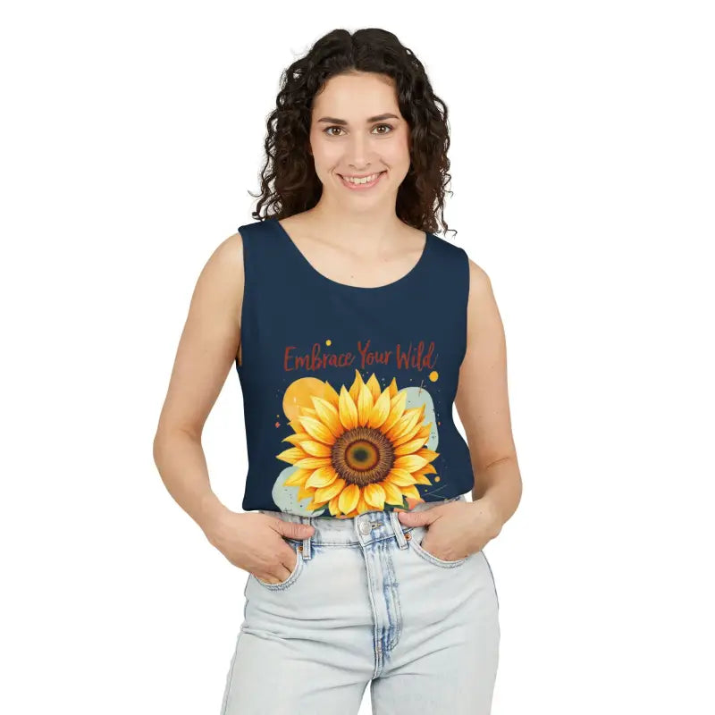 Ocean State Styles Tank Top Vibrant Sunflower Print