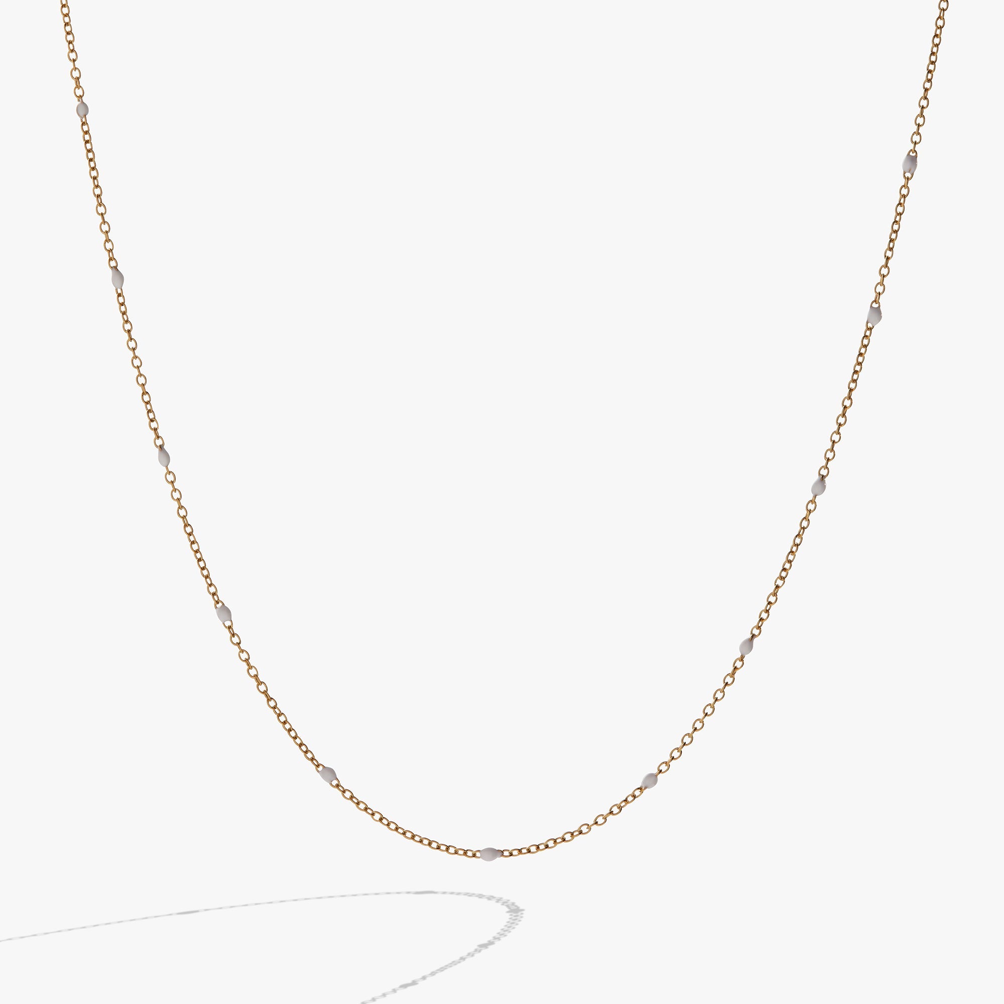 Enamel White Dot Chain Necklace