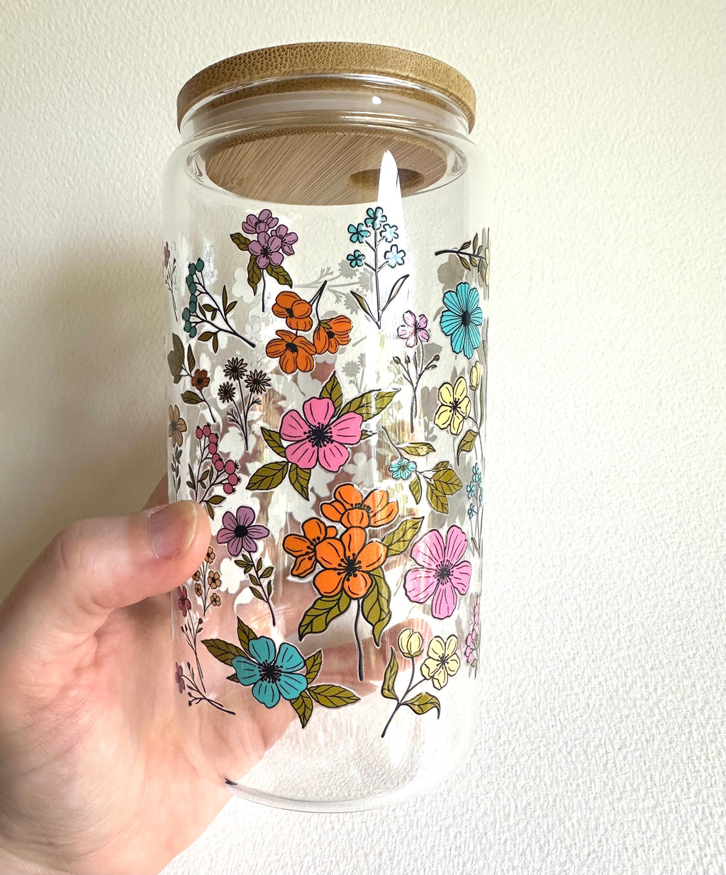 Wildflower 16 oz. Glass Cup