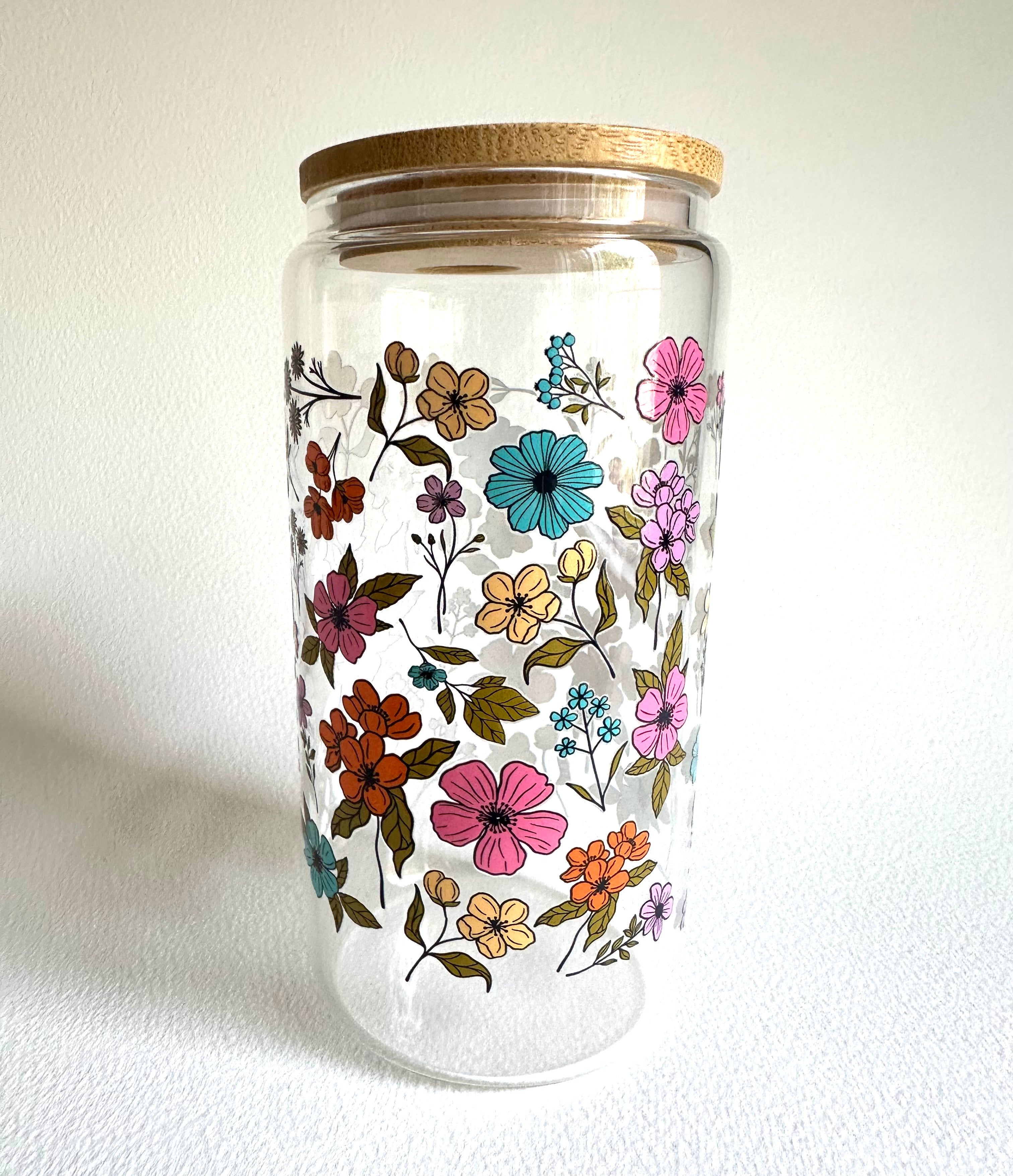 Wildflower 16 oz. Glass Cup