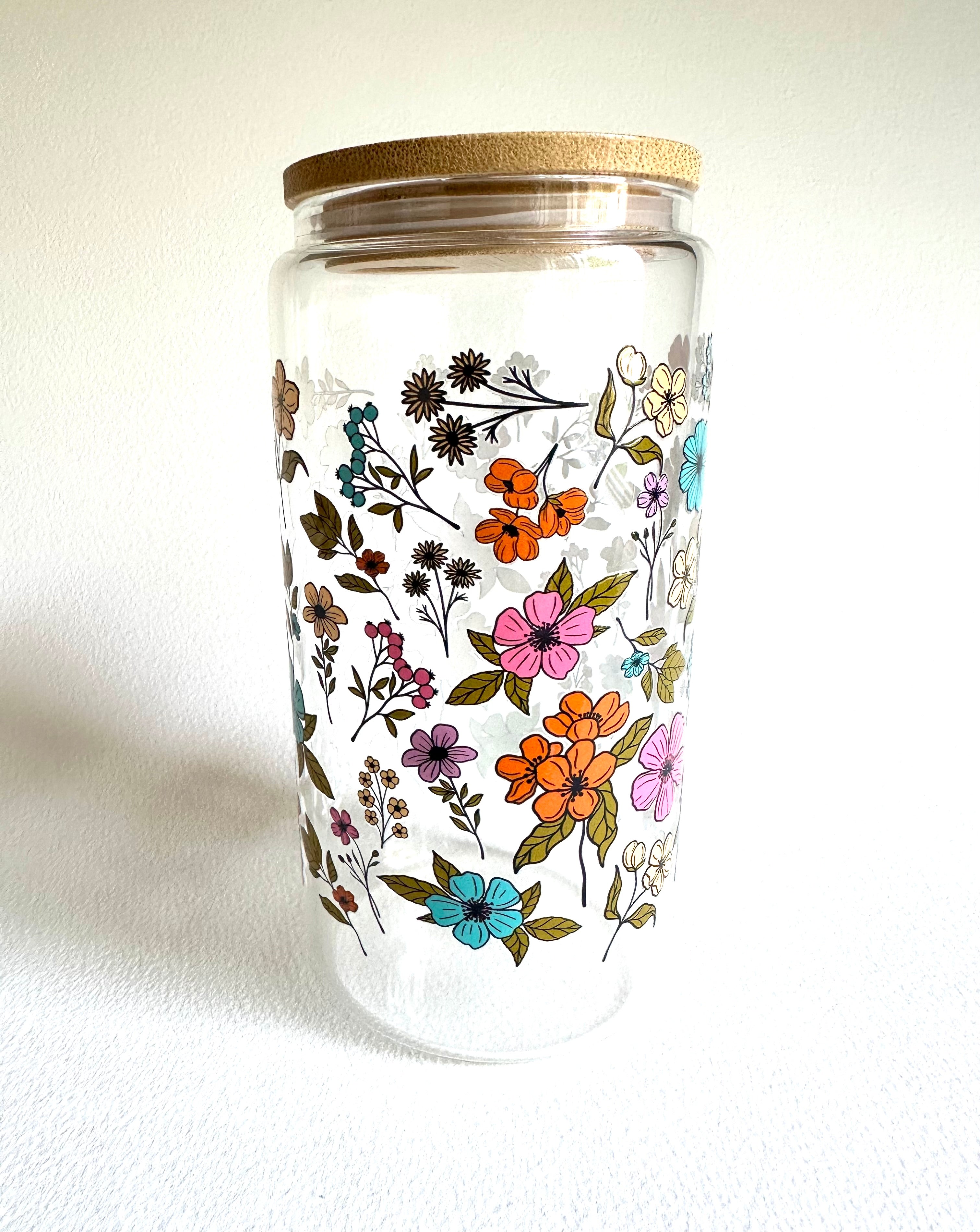 Wildflower 16 oz. Glass Cup