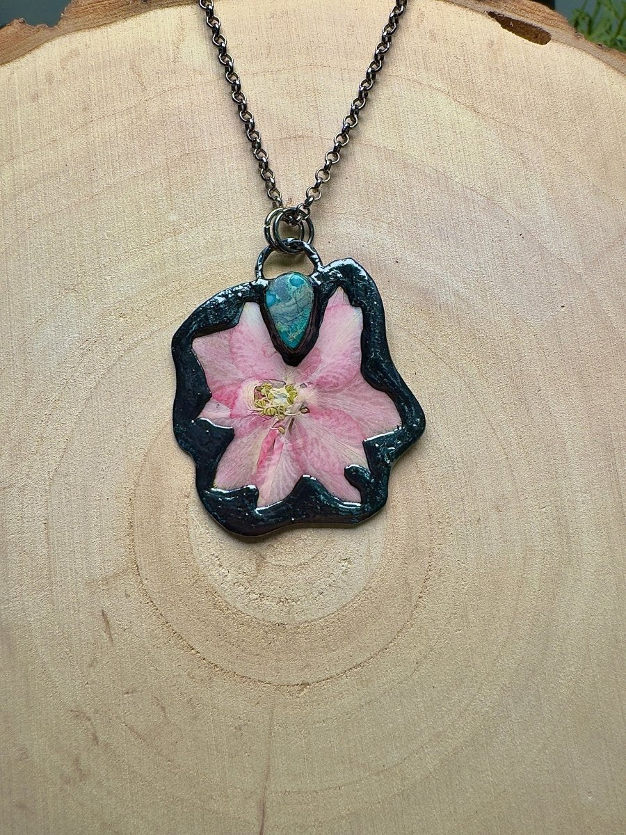 Willow- Turquoise and Dried Flowers Necklace