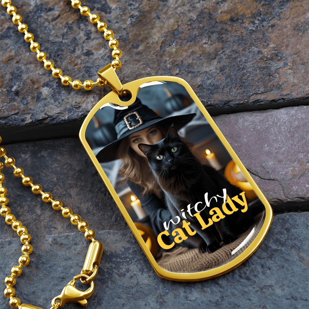 Witchy Cat Lady Pendant Necklace