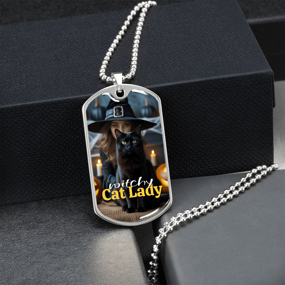 Witchy Cat Lady Pendant Necklace