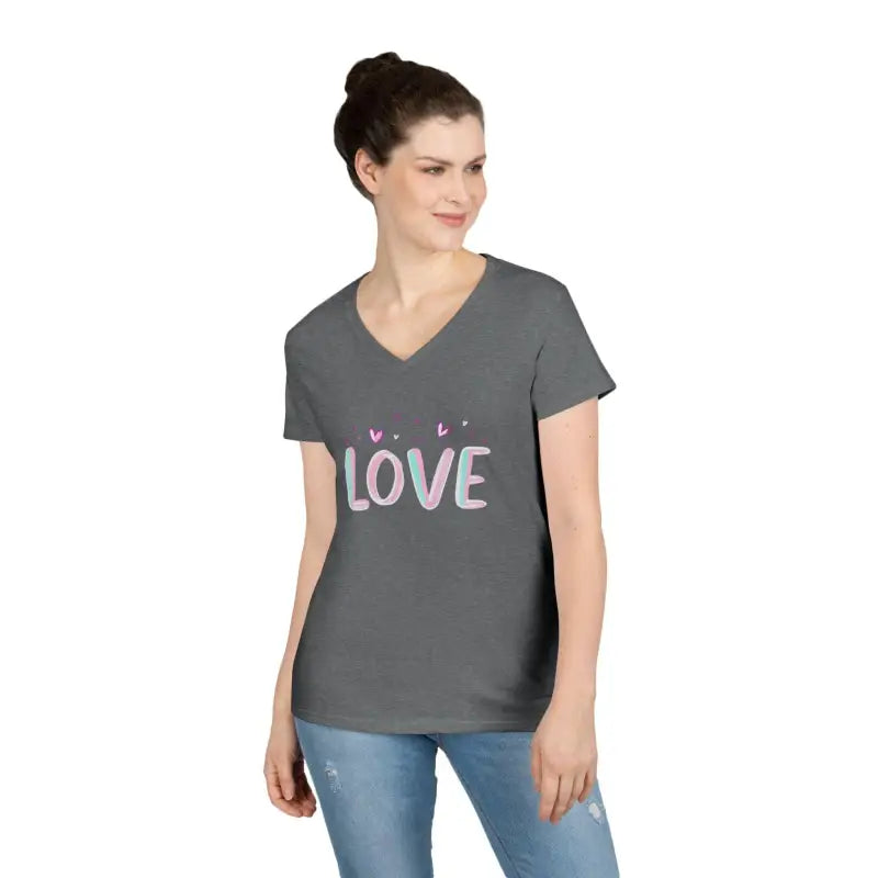 Ocean State Styles Womens V Neck Love Tee T Shirt Casual