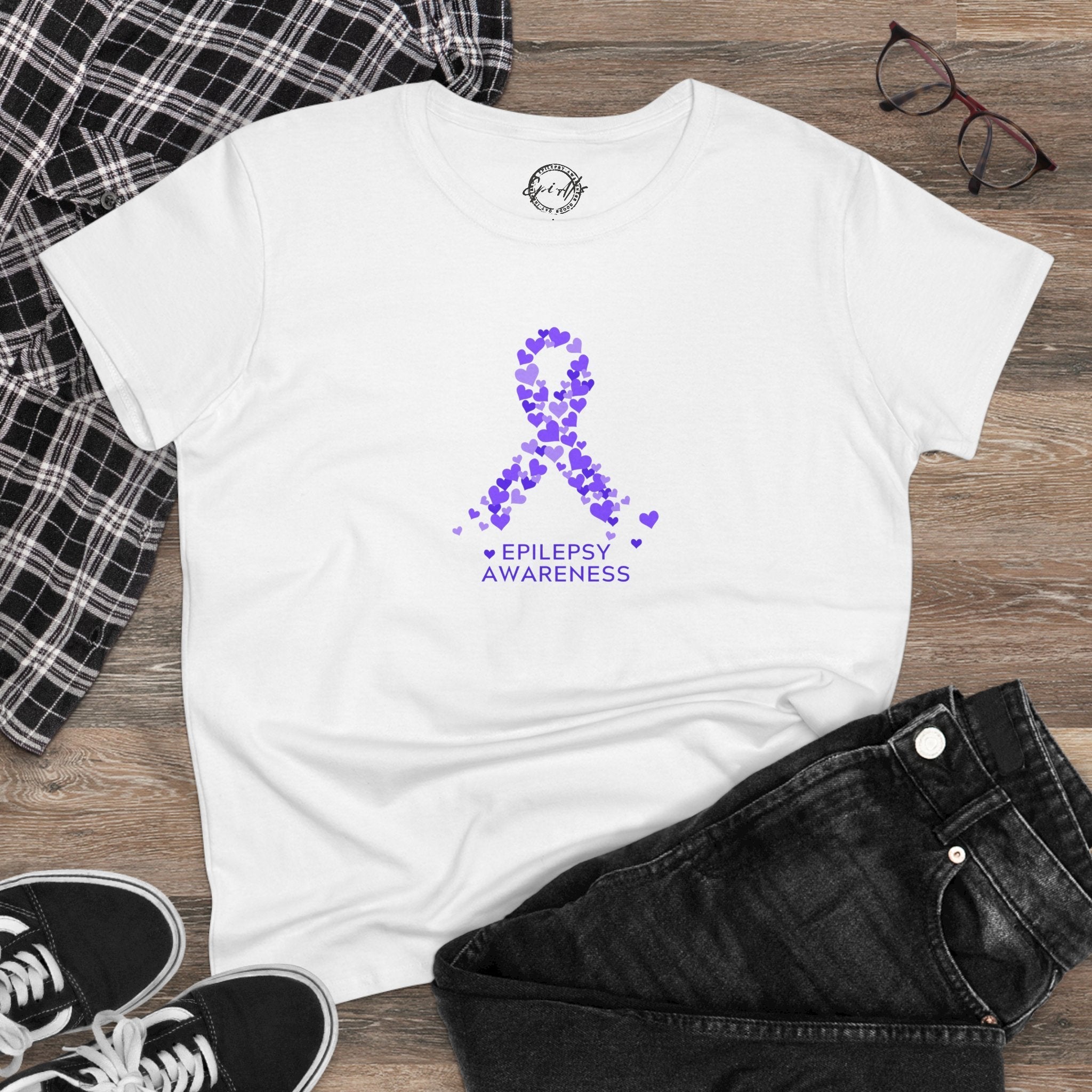 Women's Purple Ribbon Awareness T-Shirt for Epilepsy Awareness
