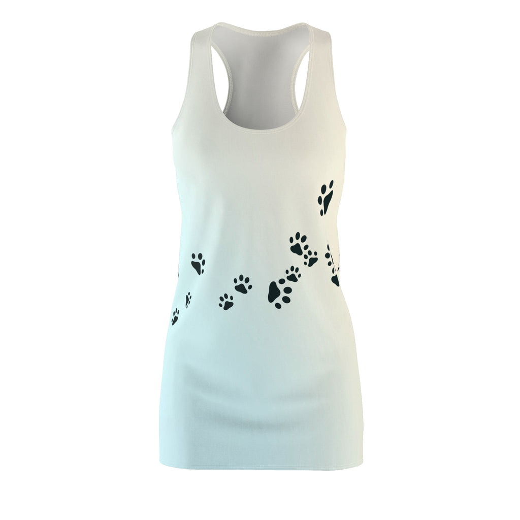 Women's Racerback Dress with Paw Print Design - Casual & Fun Pet Lovers' Apparel