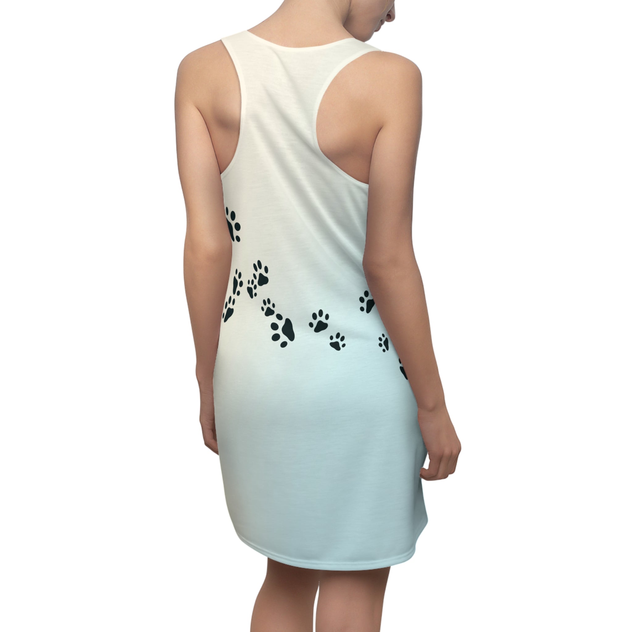 Women's Racerback Dress with Paw Print Design - Casual & Fun Pet Lovers' Apparel
