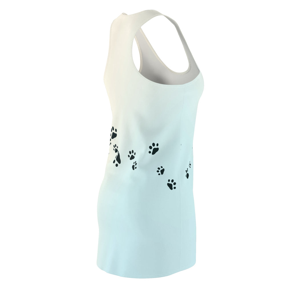 Women's Racerback Dress with Paw Print Design - Casual & Fun Pet Lovers' Apparel