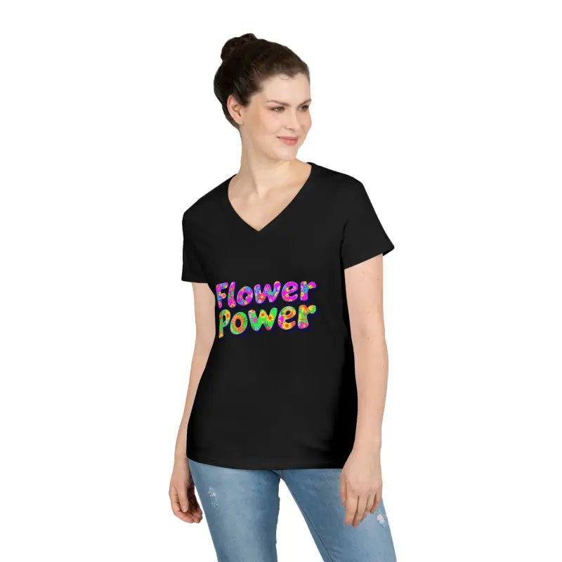 Ocean State Styles T Shirt Flower Power Women V Neck
