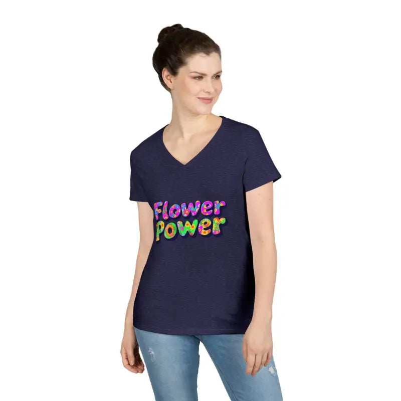 Ocean State Styles T Shirt Flower Power Women V Neck