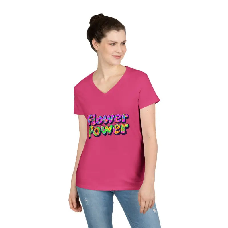 Ocean State Styles T Shirt Flower Power Women V Neck