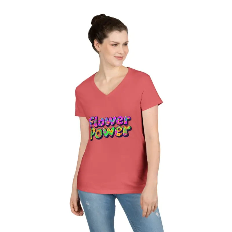 Ocean State Styles T Shirt Flower Power Women V Neck