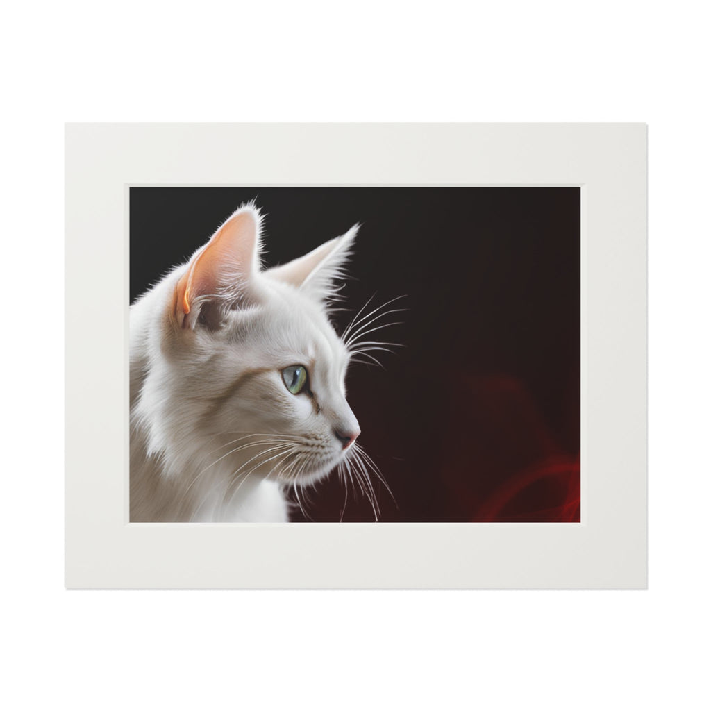 Wonderful White Cat Fine Art Print with Passepartout Frame