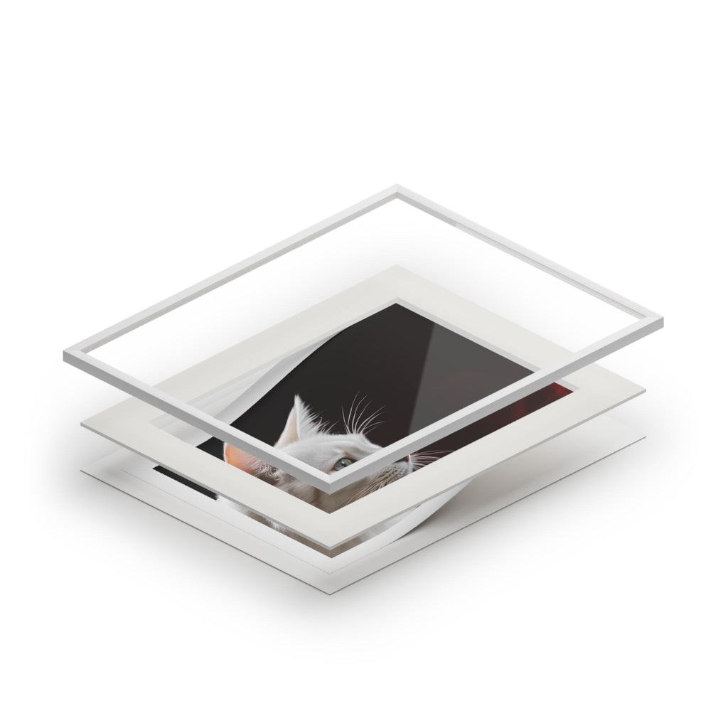 Wonderful White Cat Fine Art Print with Passepartout Frame