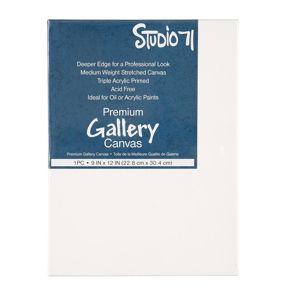 9x12 Premium Gallery Stretched Canvas: White, 1.5 inches Deep