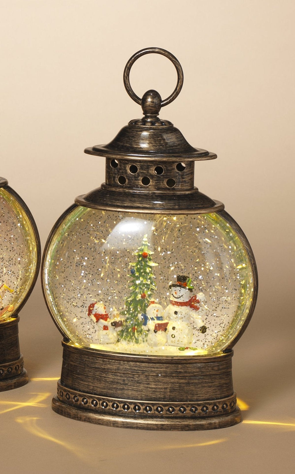 11" Lighted Glitter Water Lantern - Snowman