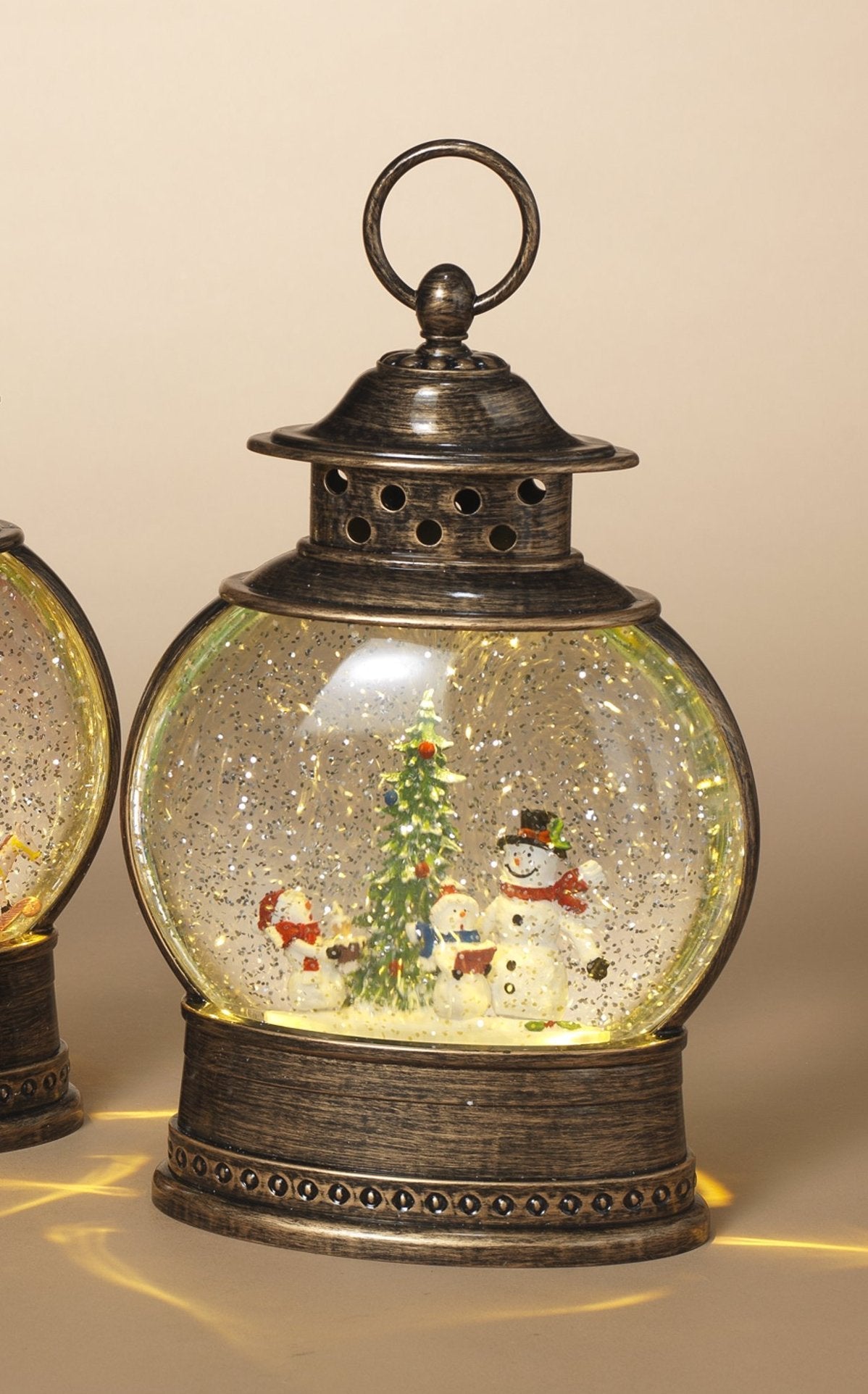 11" Lighted Glitter Water Lantern - Snowman