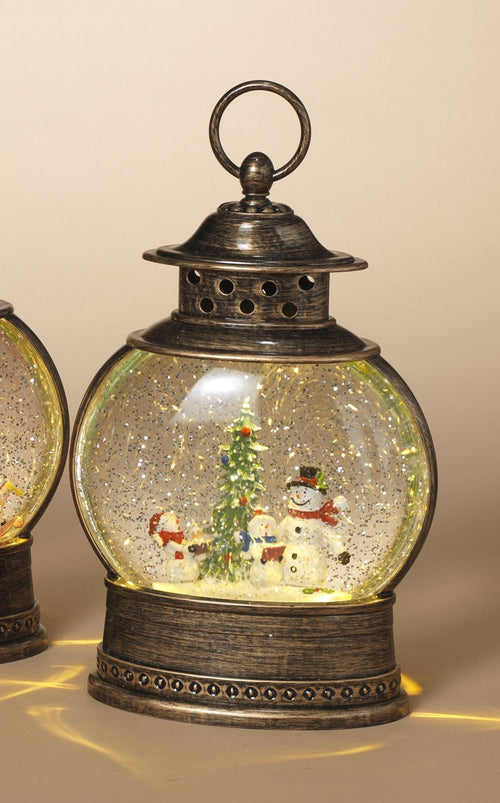 11" Lighted Glitter Water Lantern - Snowman