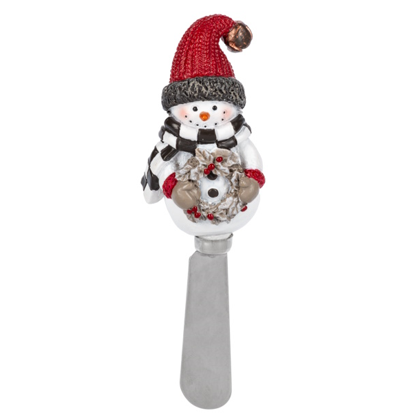 Snowman Spreader -  Wreath With Grey Hat