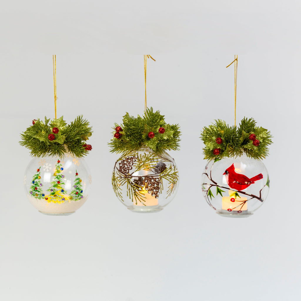 B/O Lighted Hand Blown Ornament -
