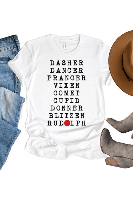 Reindeer Names Tee xms0092
