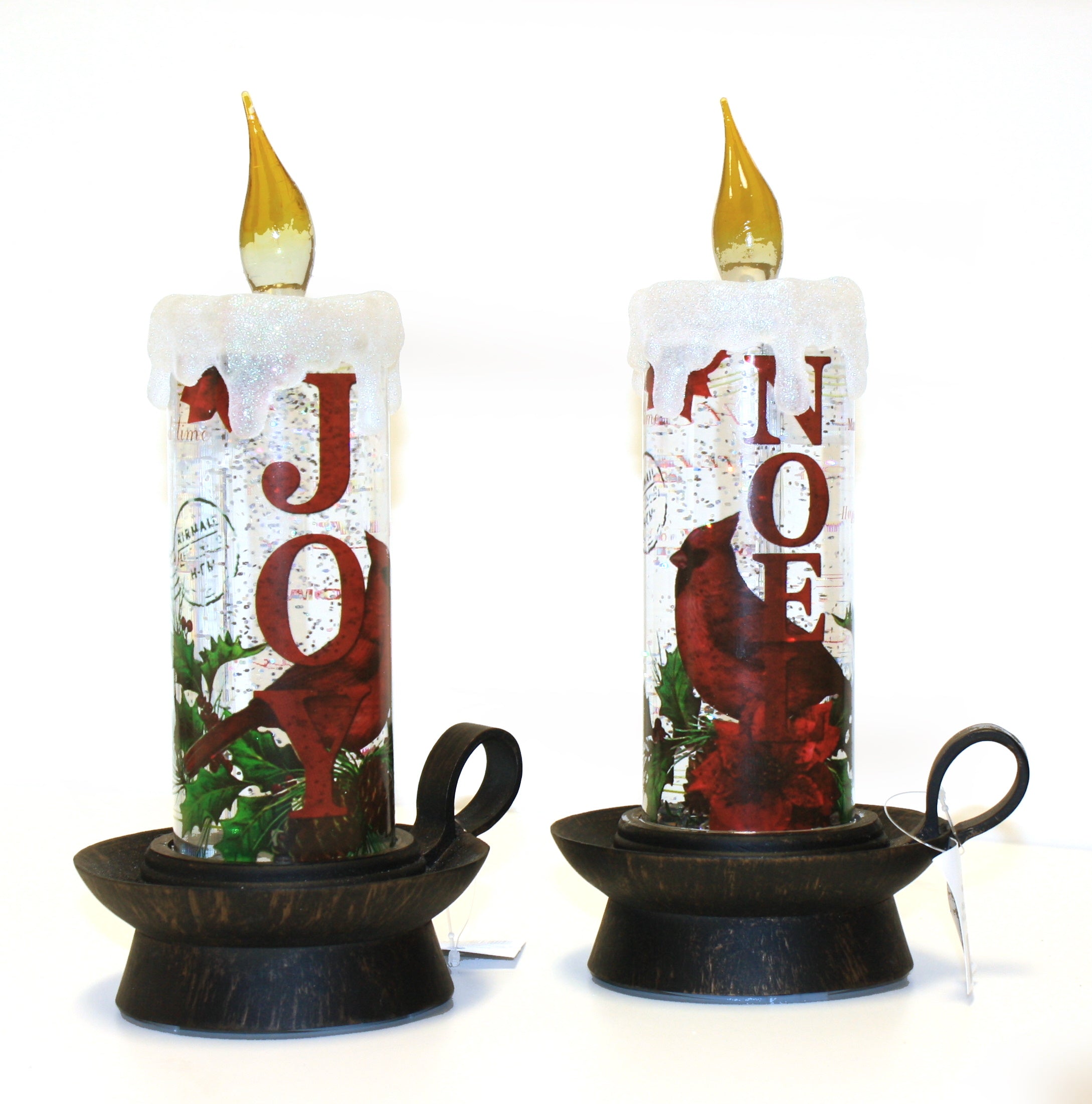 Spinning Lighted Holiday Candle Waterglobe -