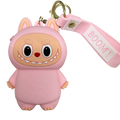 Silicone Labubu Coin Purse Key Chain Pendant (Blush Pink Edition)