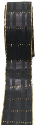 Black Wire Edge Ribbon With Gold Accents
