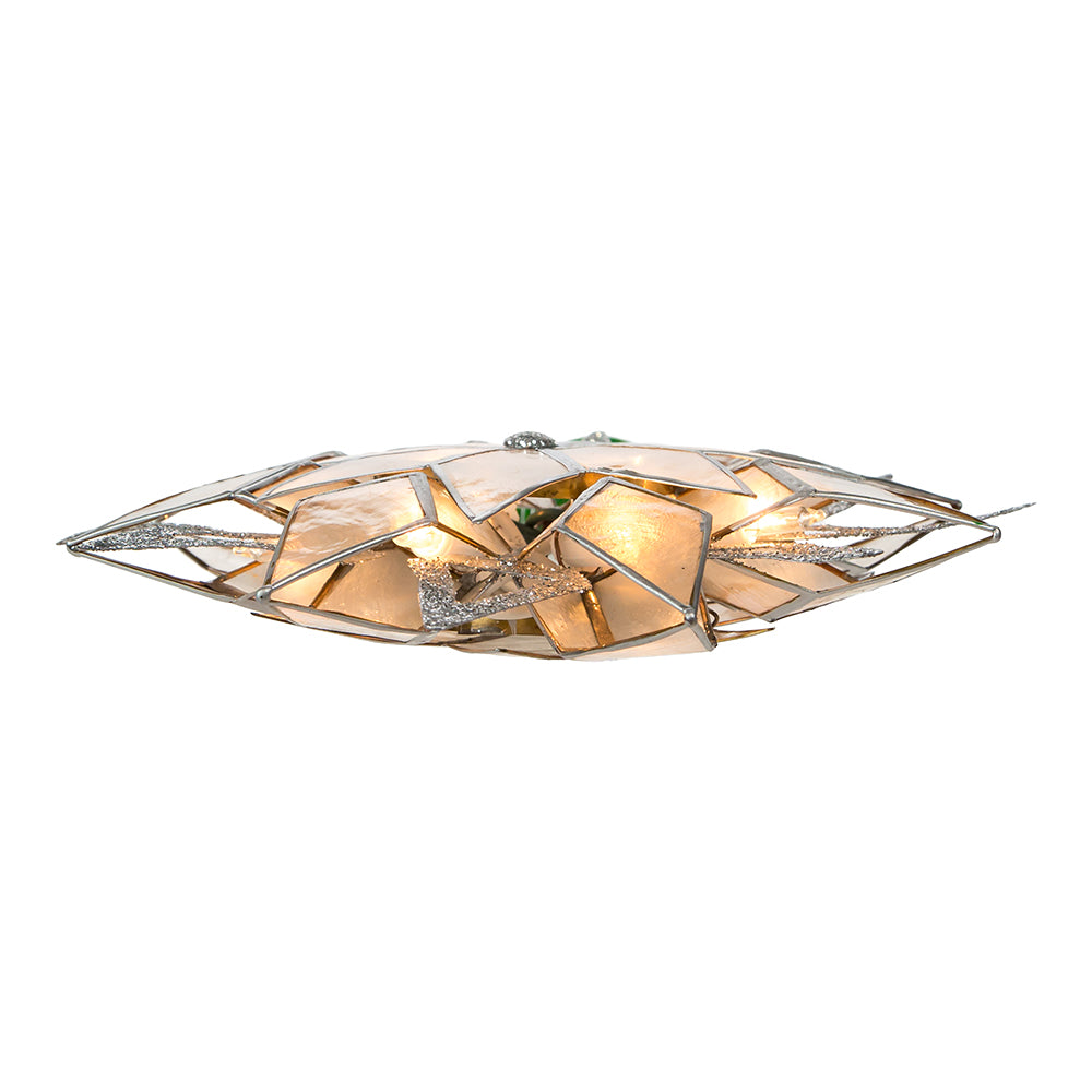 9.5" 10-Light Silver Glittered Capiz Star Treetop