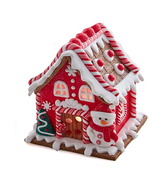 Lighted Gingerbread House - Snowman