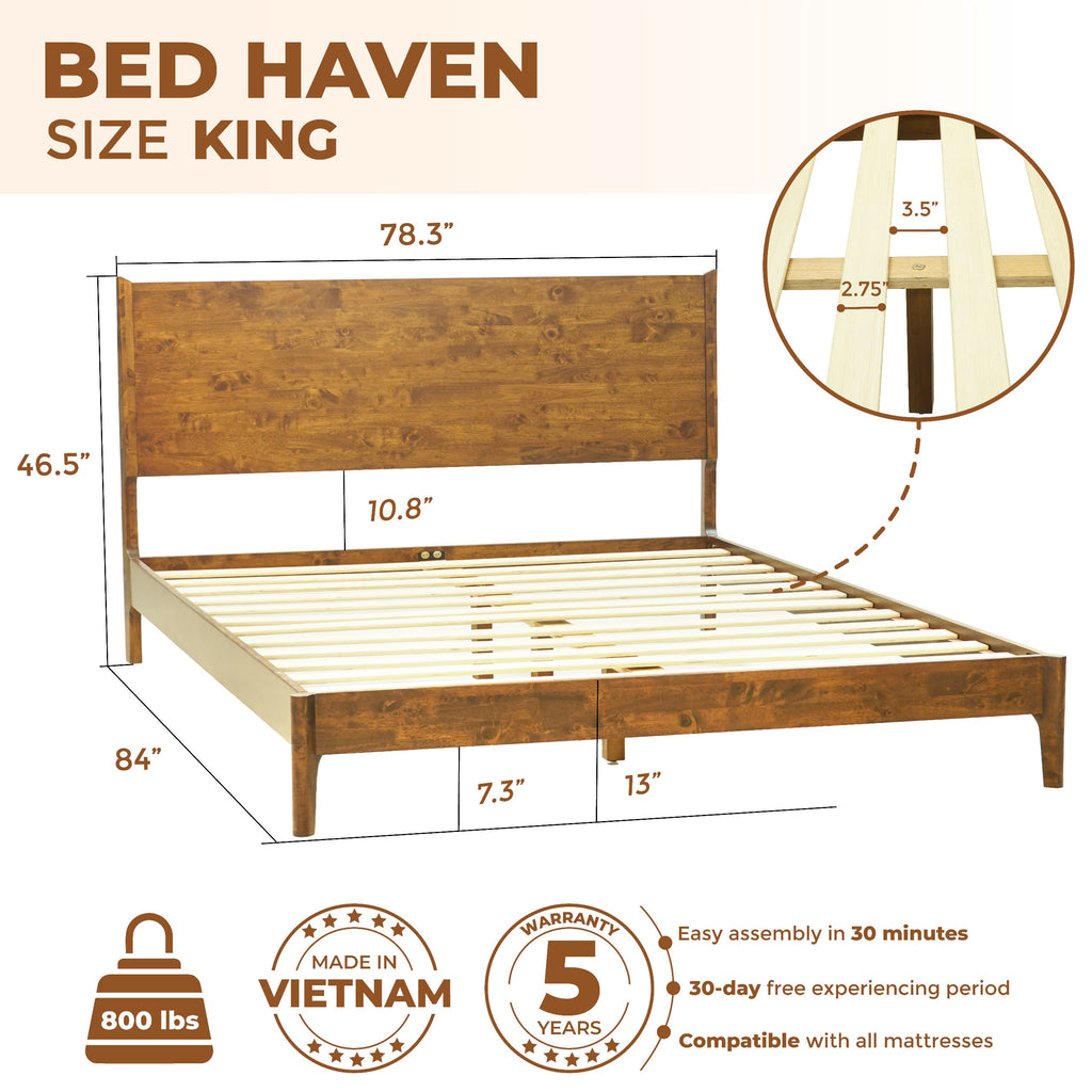 Acacia Haven Deluxe Wood Platform Bed Frame for Ultimate Comfort and Style