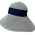 Mix Grain Straw Satin Ribbon Dome Derby Sun Hat - Blue