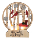 Laser Cut Light Up Snow Globe Figurine - All Is Calm