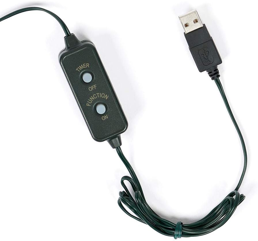 USB powered 100 LED (26 foot) Green Wire Multifunction Lights with Timer - Multicolor