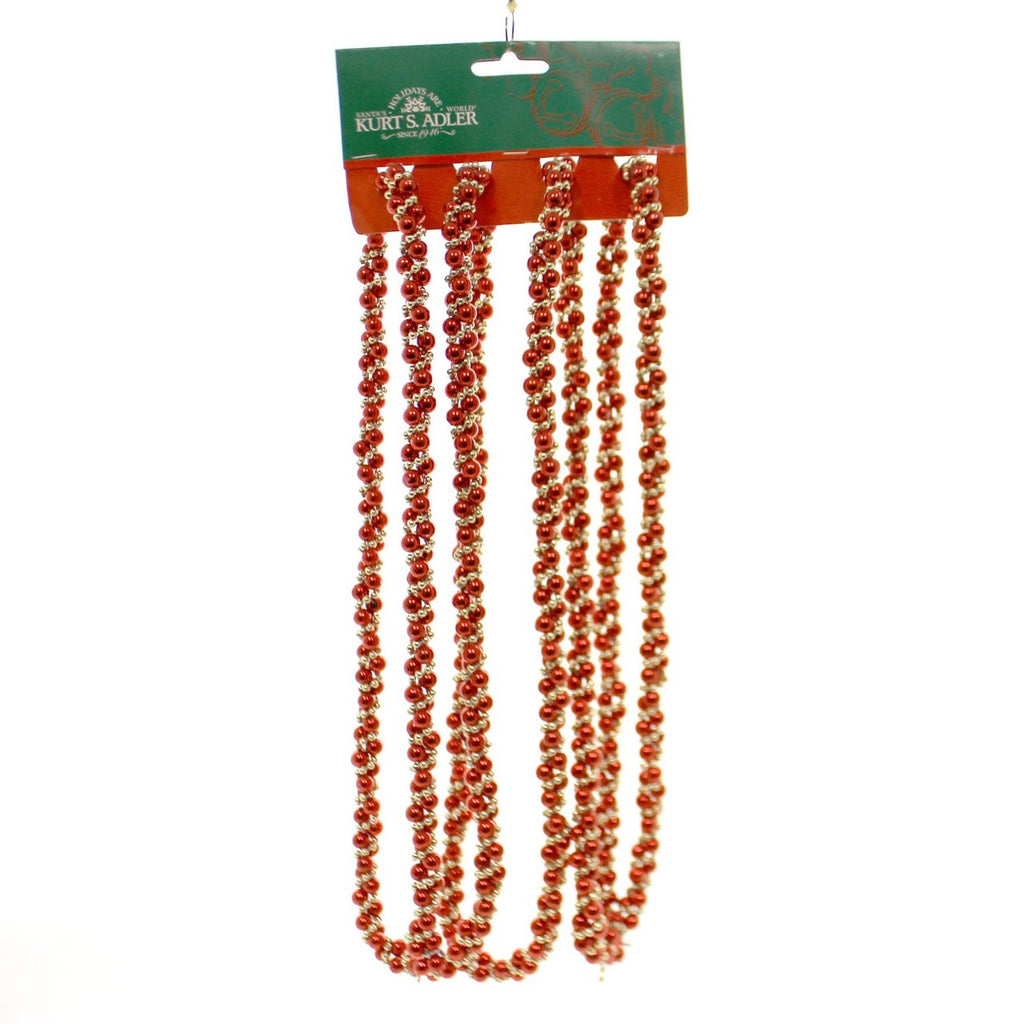 9-Foot Red and Gold Bead Twisted Garland